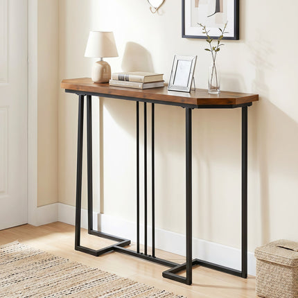 Console Table with Metal Legs - Rustic Brown