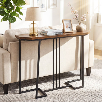 Console Table with Metal Legs - Rustic Brown