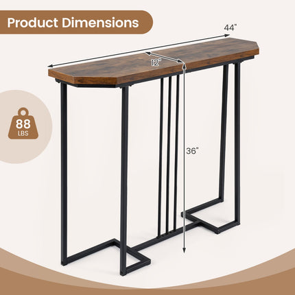 Console Table with Metal Legs - Rustic Brown