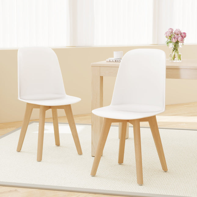 Modern Dining Chair Set of 2 with Solid Beech Wood Legs and Tilt Backrest