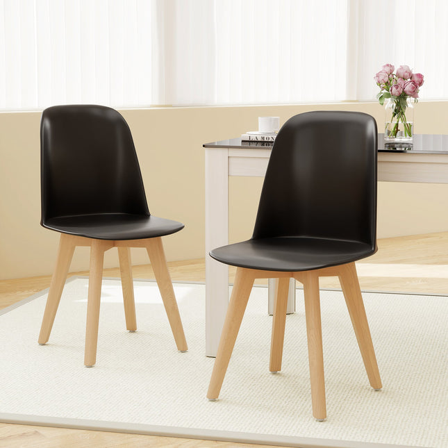 Modern Dining Chair Set of 2 with Solid Beech Wood Legs and Tilt Backrest