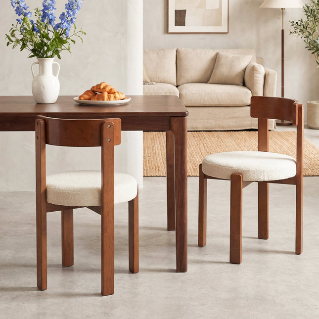 Modern Dining Chairs Set of 2 with Solid Rubber Wood Legs