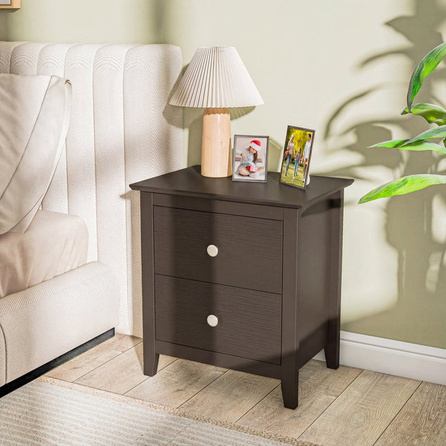Modern Nightstand with 2 Drawers for Small Spaces
