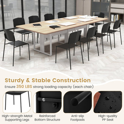 Modern Plastic Dining Chair Set of 2 with Metal Legs and Curved Back