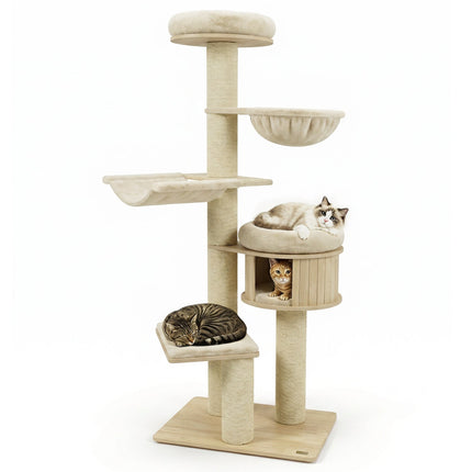 75.5" Tall Cat Tree with Sisal Posts, Hammock & Basket