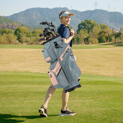 Molded Lock Top Golf Cart Bag with 14-Way Full Length Dividers and 11 Pockets