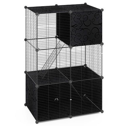 Multi-Level Cat Tower with 2-Door Condo and Hammock-Black