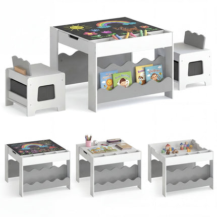 Multi-purpose Activity Kids Table and Chairs Set with Double-sided Tabletop