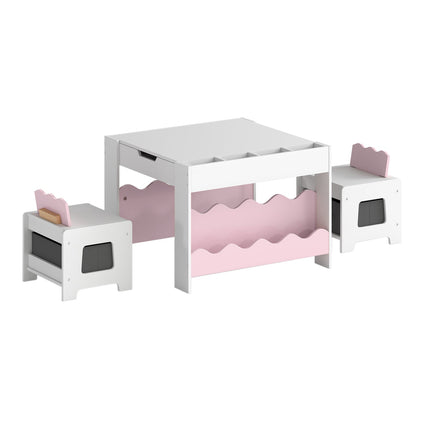 Multi-purpose Activity Kids Table and Chairs Set with Double-sided Tabletop