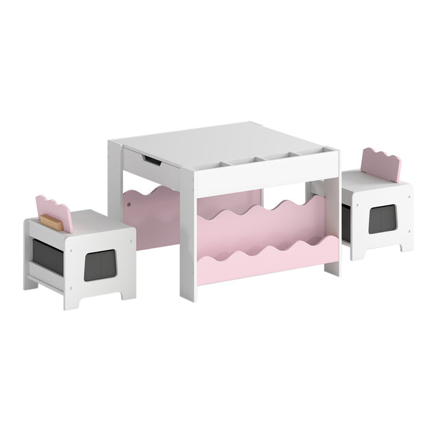 Multi-purpose Activity Kids Table and Chairs Set with Double-sided Tabletop