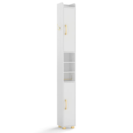Narrow Bathroom Storage Cabinet with Shelves & Paper Holder