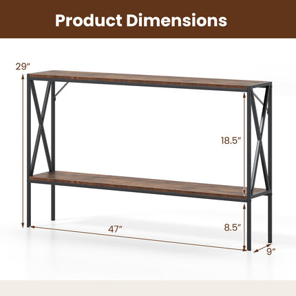 Narrow Console Table 2-Tier Entryway Table with Storage