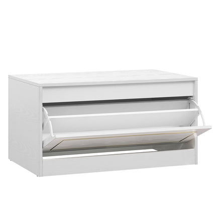 Narrow Shoe Cabinet with Flip Drawer and Adjustable Shelf