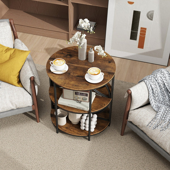 Narrow Side Table with Study Metal Frame and Storage Shelves