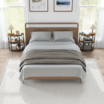 Narrow Side Table with Study Metal Frame and Storage Shelves
