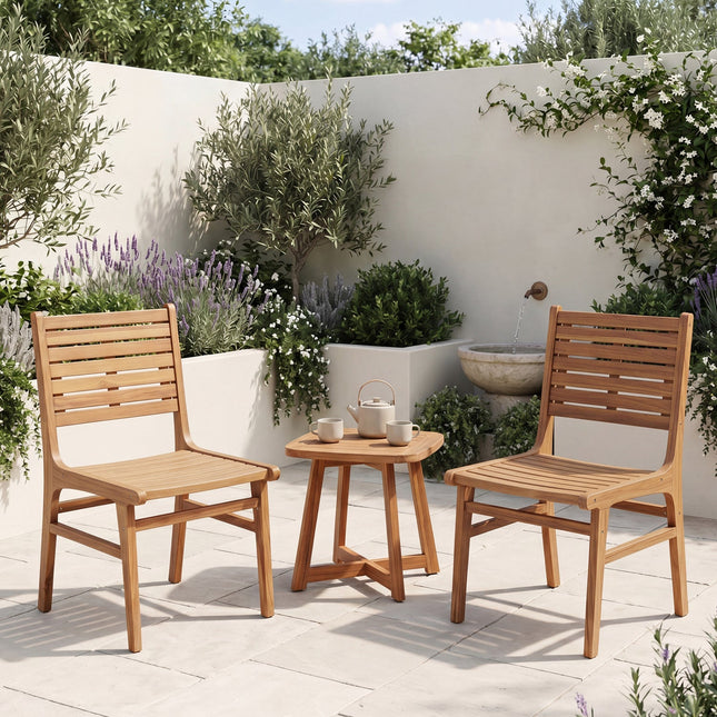 Teak Wood Patio Dining Chair with Slanted Back