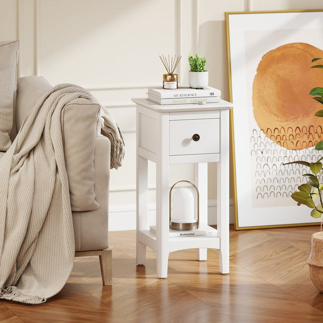 3-Tier Nightstand with Drawer and Open Storage Shelf