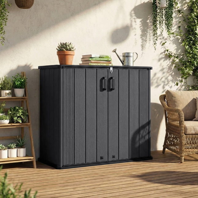 Outdoor Storage Box 23.5 Cu Ft Lockable with Floor - Black