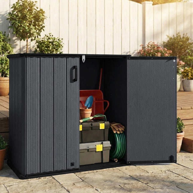 Outdoor Storage Box 23.5 Cu Ft Lockable with Floor - Black
