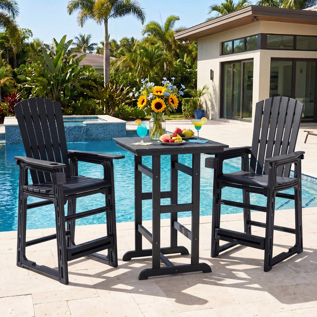Outdoor Bar Stool 29" Height with Backrest and Armrests