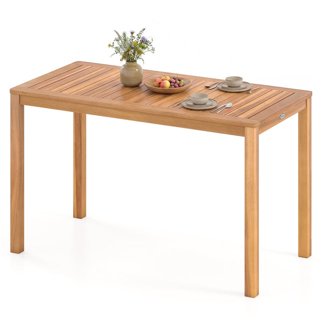 Outdoor Acacia Wood Dining Table with Slatted Tabletop for 4-6