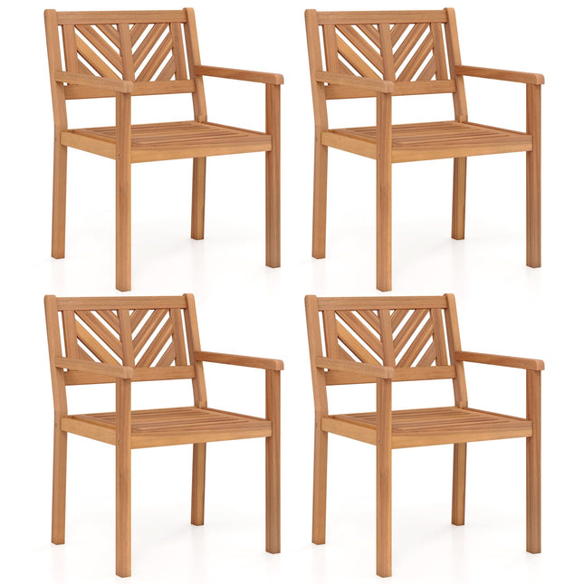 Outdoor Acacia Wood Patio Dining Chairs Garden Seating Chairs with 400 lbs Capacity