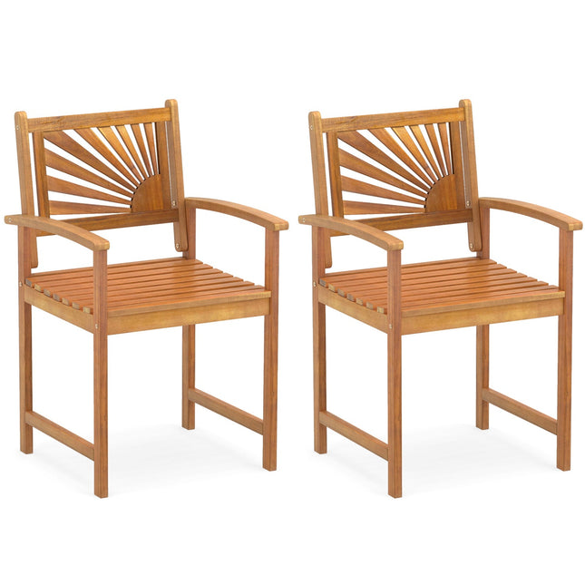 Acacia Wood Patio Dining Chairs - Set of 2