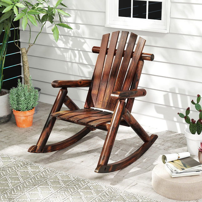 Wood Single Porch Rocker Lounge Patio Rocking Chair