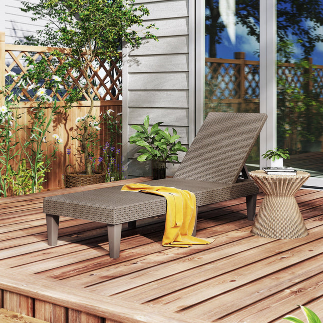 Outdoor Chaise Lounger Chair with Waterproof Rattan Textured PP Surface and 330 lbs Capacity