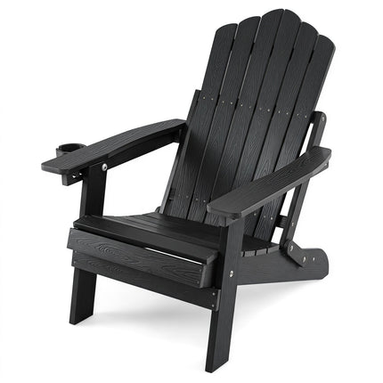 Folding Adirondack Chair with Adjustable Backrest & Cup Holder