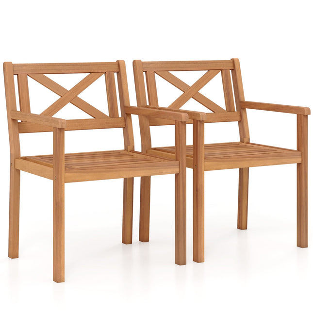Outdoor Garden Acacia Wood Patio Dining Chairs for Porch