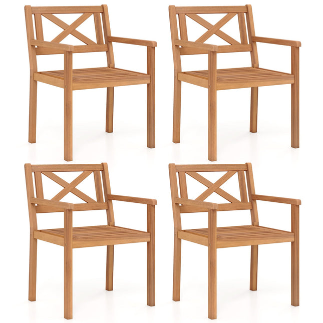 Outdoor Garden Acacia Wood Patio Dining Chairs for Porch