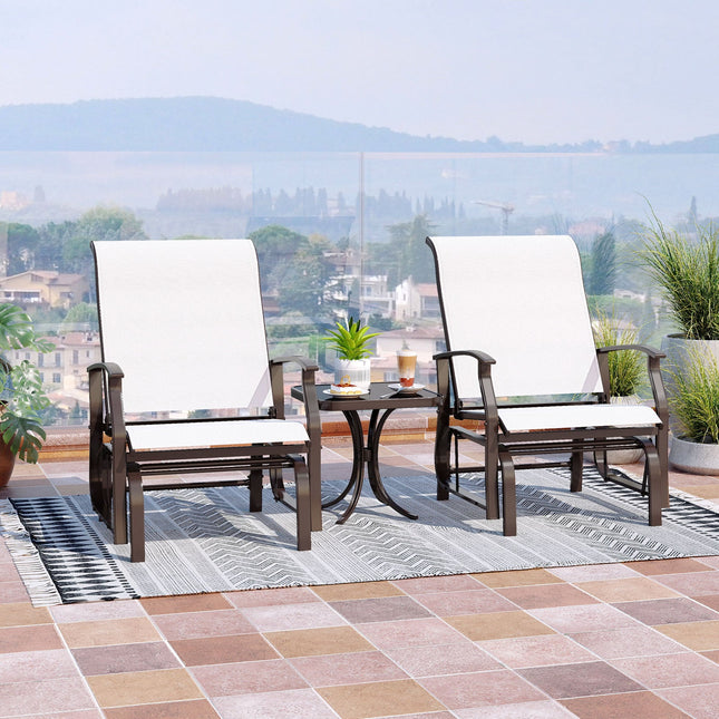 Outdoor Glider Chairs Set of 2 with Ergonomic Backrest and Seat