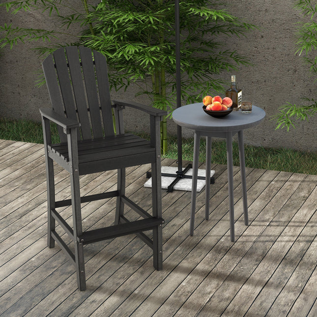 30 Inches Counter Height Outdoor HDPE Bar Stool with Armrests and Footrest
