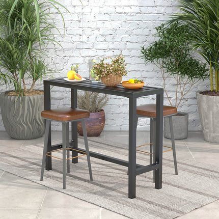 48/55 Inch Outdoor Bar Table with Waterproof Top and Heavy-duty Metal Frame