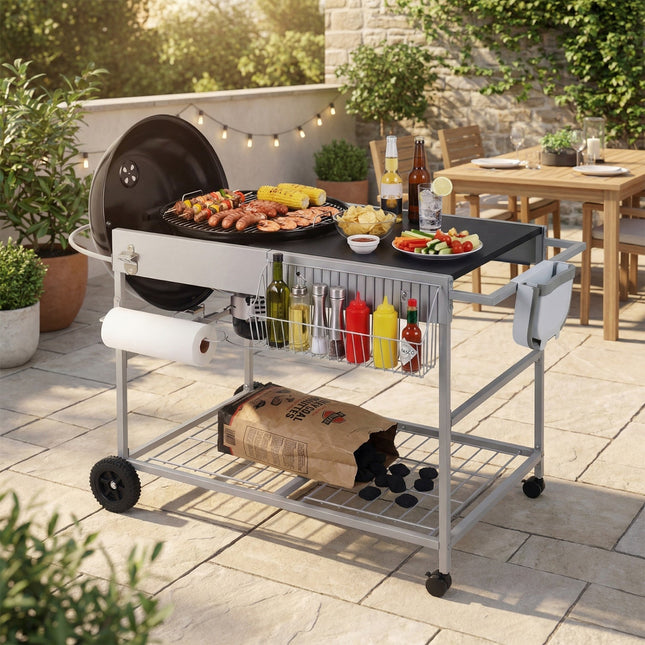 Outdoor Movable Grill Table for 18/22 Inch Weber Original Kettle for Camping