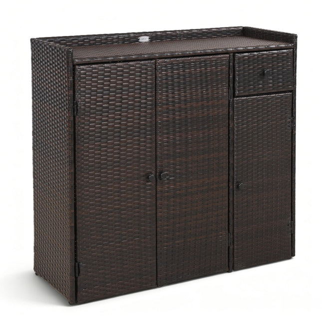 Outdoor Storage Cabinet with 3 Doors and Adjustable Shelves