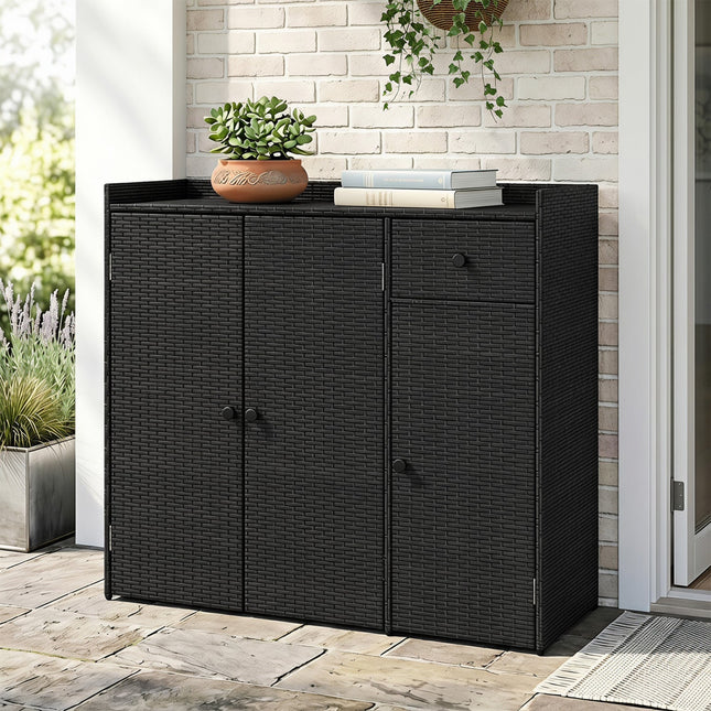 Outdoor Storage Cabinet with 3 Doors and Adjustable Shelves
