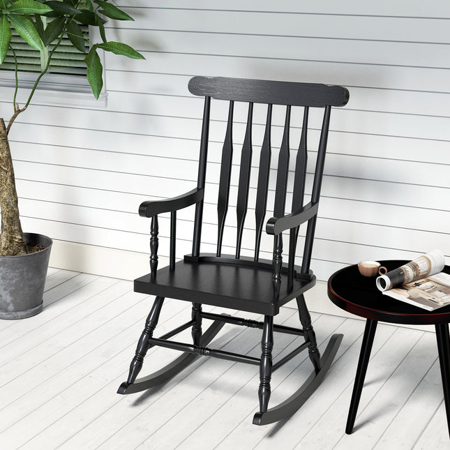 Rocking Chair with Solid Wooden Frame for Garden and Patio