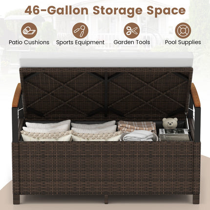 Outdoor Storage Bench Deck Box Patio Furniture with Cushion-White
