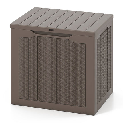 Outdoor Storage Box 25 Gallon Deck Box with Lockable Lid and Wicker-woven Texture