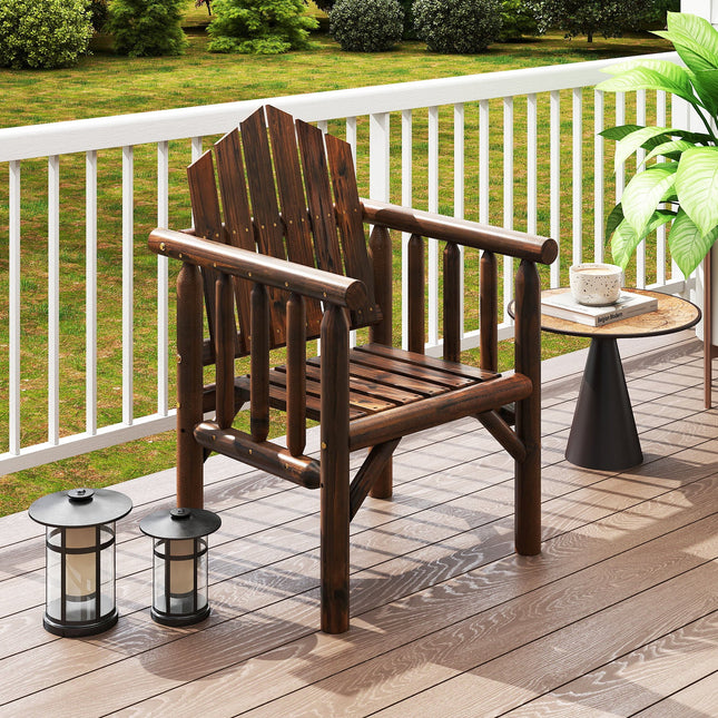 Outdoor Wood Armchair Wooden Patio Dining Chair with Armrests