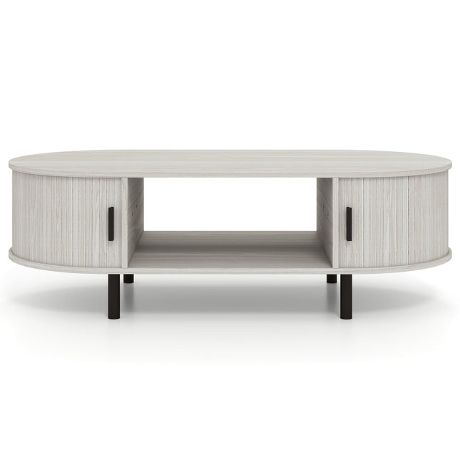 Oval Coffee Table 47.5inch Wooden Center Table with Storage