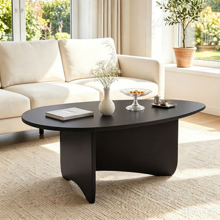 Oval Coffee Table Mid Century Modern Low Profile Wood