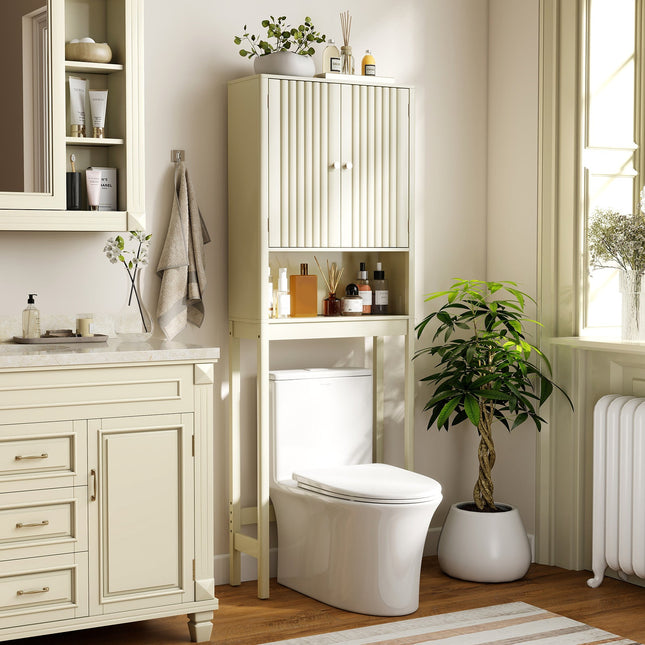 Over The Toilet Storage Cabinet with Fluted Doors