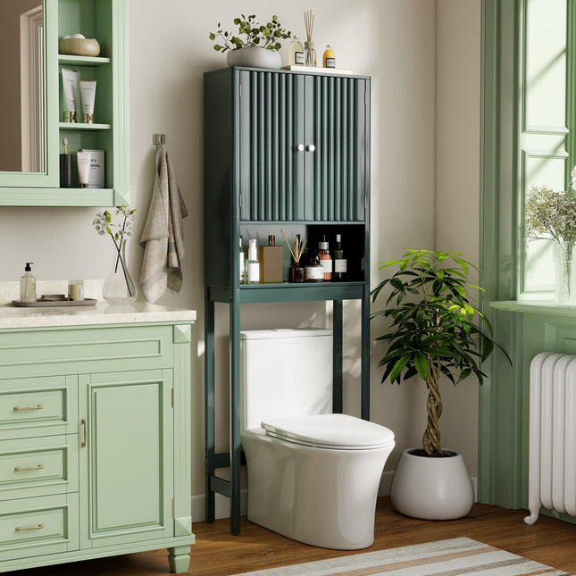 Over The Toilet Storage Cabinet with Fluted Doors