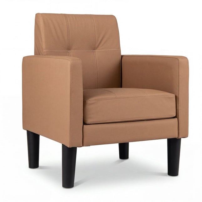 Modern Accent Chair with Removable Cushion - Brown PU Leather