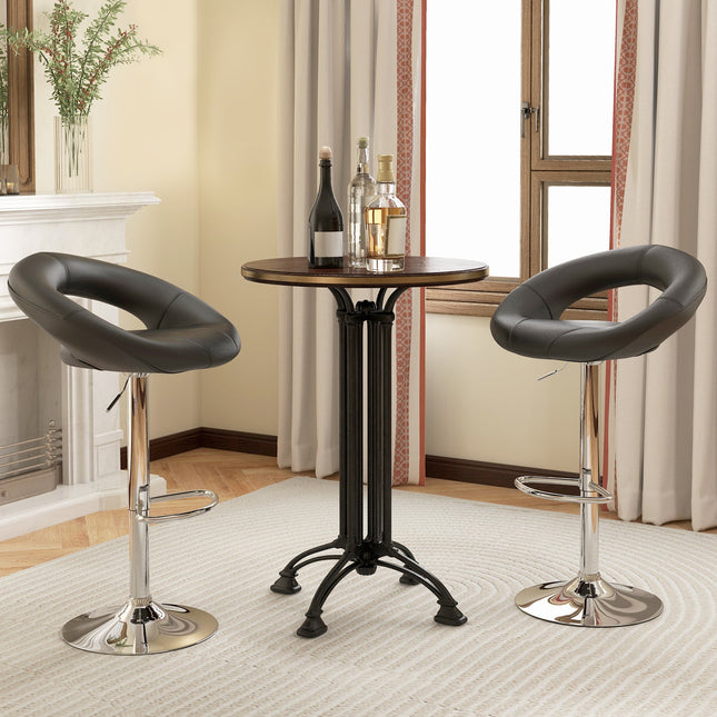 Height Adjustable Bar Stools Set of 2 with Hollow Back and Footrest