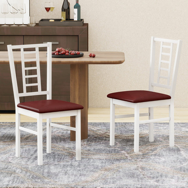 PU Leather Upholstered Wood Dining Chairs Set of 2