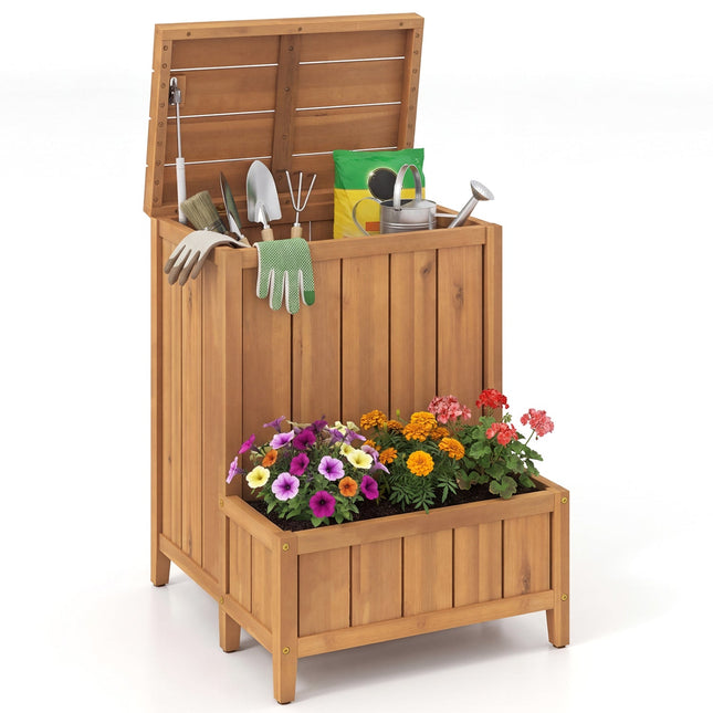 Package Delivery Box with Planter Box for Pool Accessories and Garden Tools